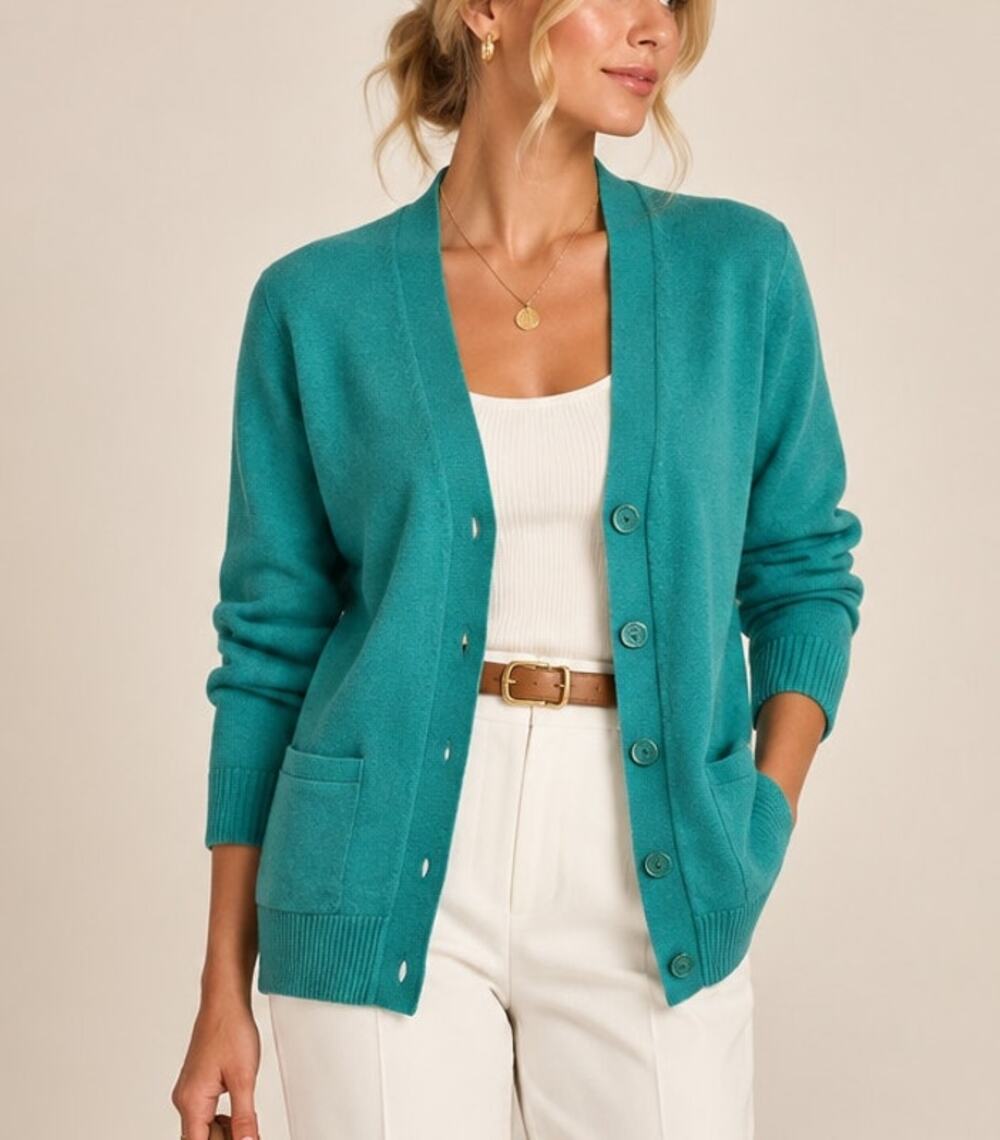 Lilly Pulitzer 100% Cashmere Cardigan Sweater Womens M Green Preppy Old Money